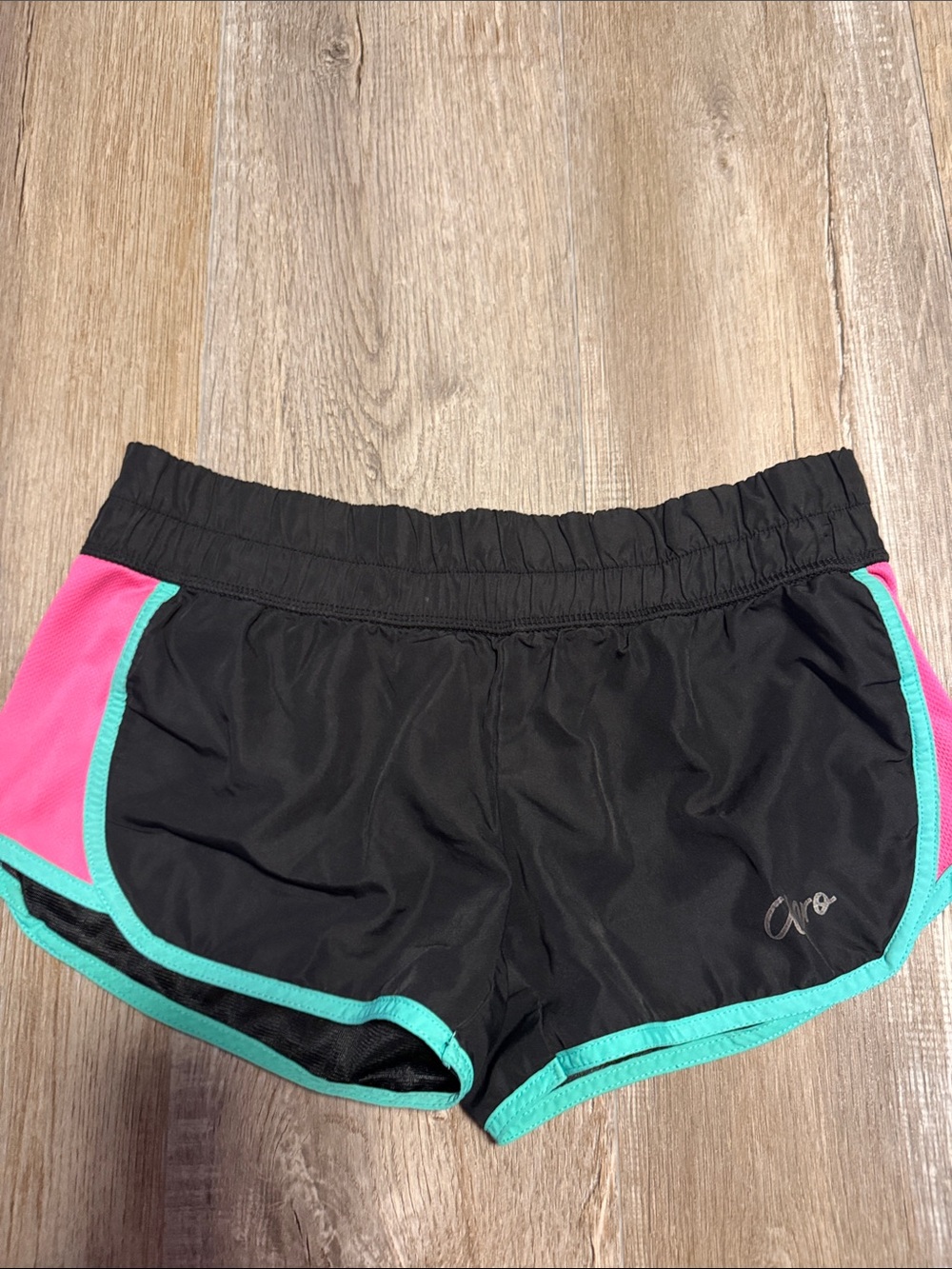 Aero Black Athletic Shorts with Pink & Teal Trim